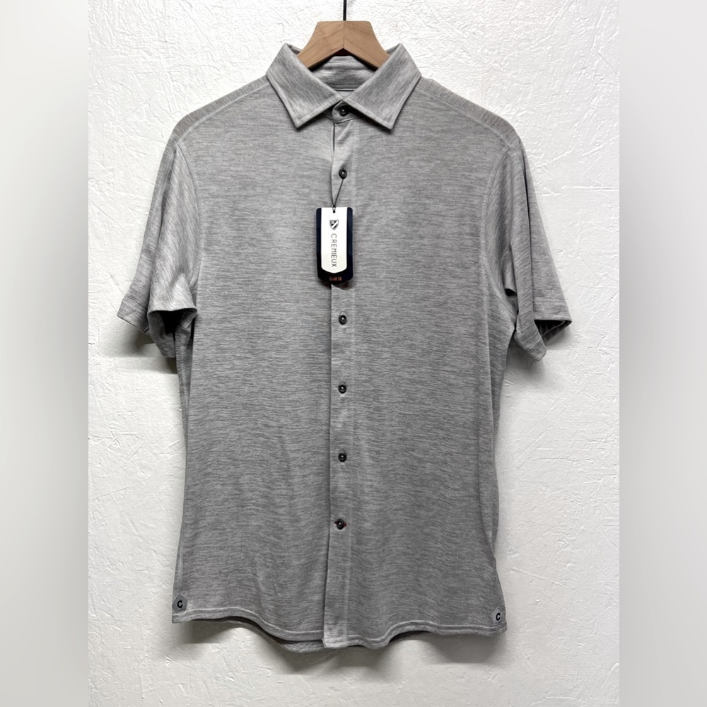 CREMIEUX Club 38- Mens Moisture Wicking Button Up Short Sleeve Shirt - M